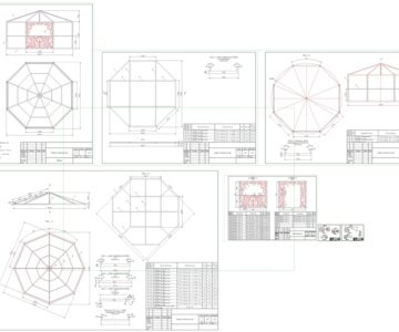 Чертеж Беседка 8-угольная для сада