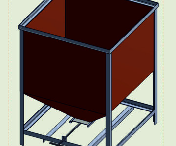 3D модель Бункер для сыпучих продуктов 1100х1100х1500 мм с шиберной заслонкой