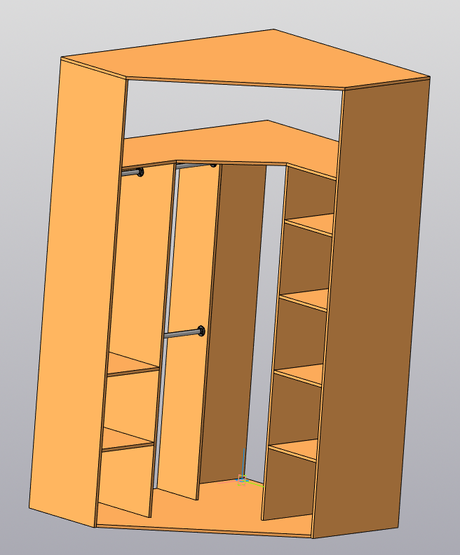 3D модель Шкаф угловой 1500х1200х2400 мм.