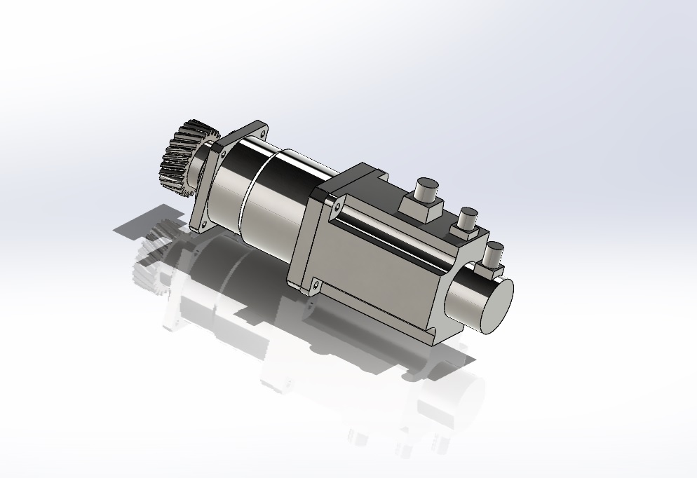 3D модель Сервопривод DORNA 1500Вт (с тормозом) габаритная модель + редуктор 1:20 PL120N020SA