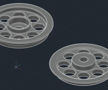 3D модель Модель колеса сумки-тачки из двух частей