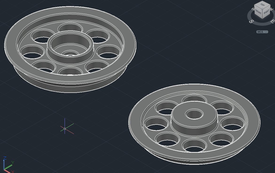 3D модель Модель колеса сумки-тачки из двух частей