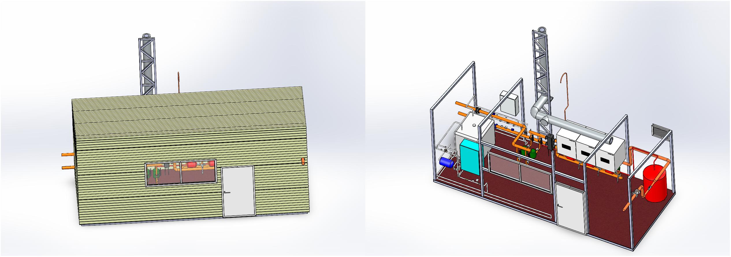 3D модель 3д модель мобильной котельной на базе котла ALUM W1.120