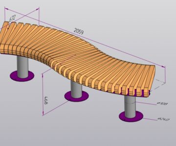 3D модель Лавка волна 2000х400х400