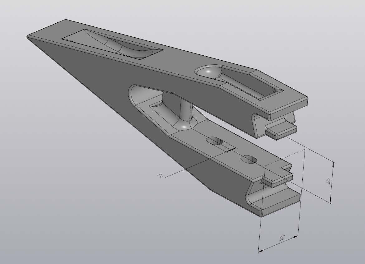 3D модель Зуб ковша отливка