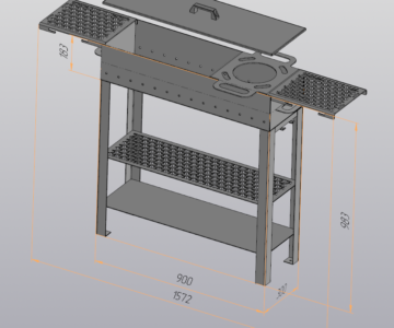 3D модель Мангал стационарный 900х300х980