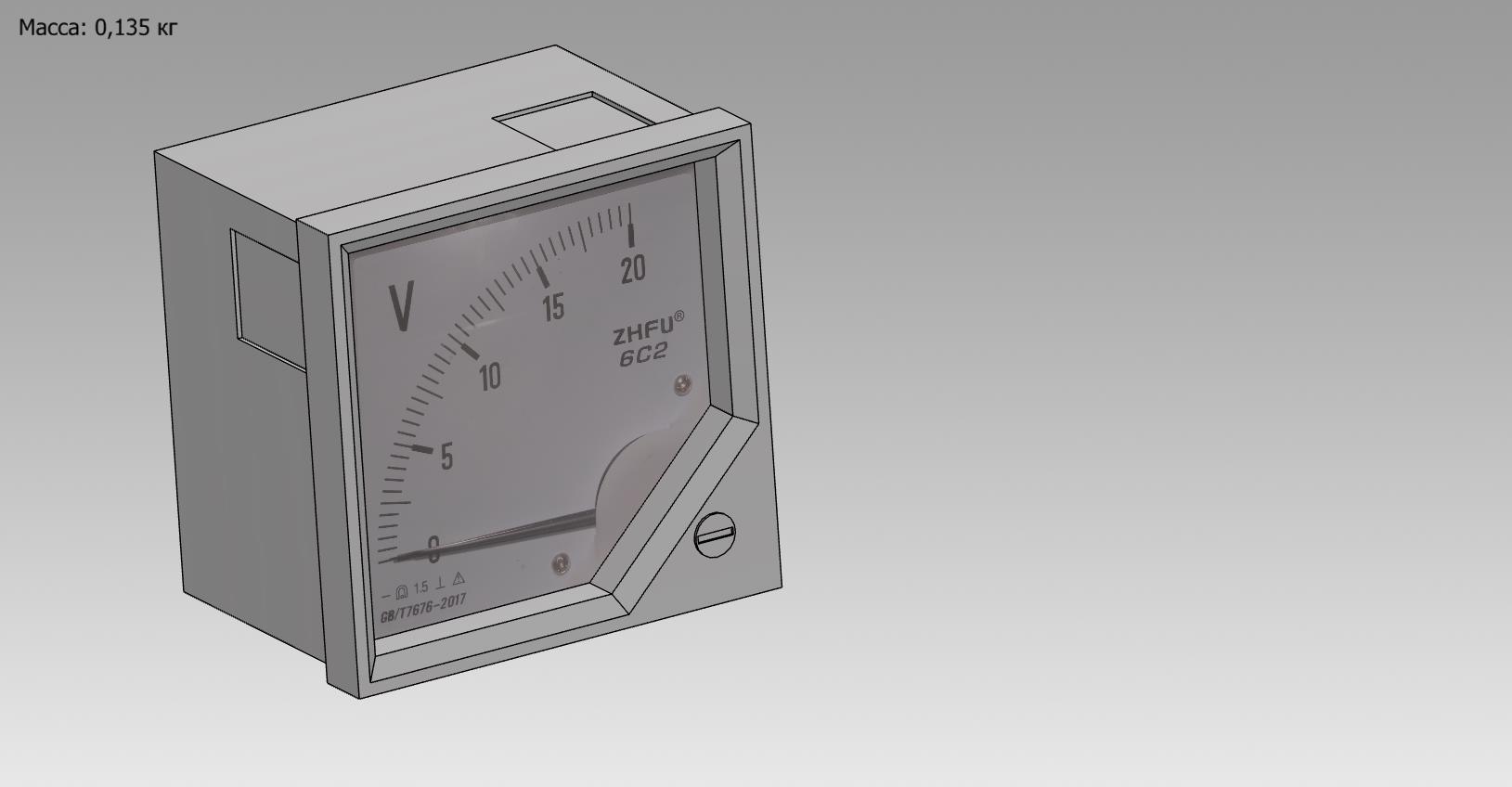 3D модель Вольтметр ZHFU-6C2 20V DC