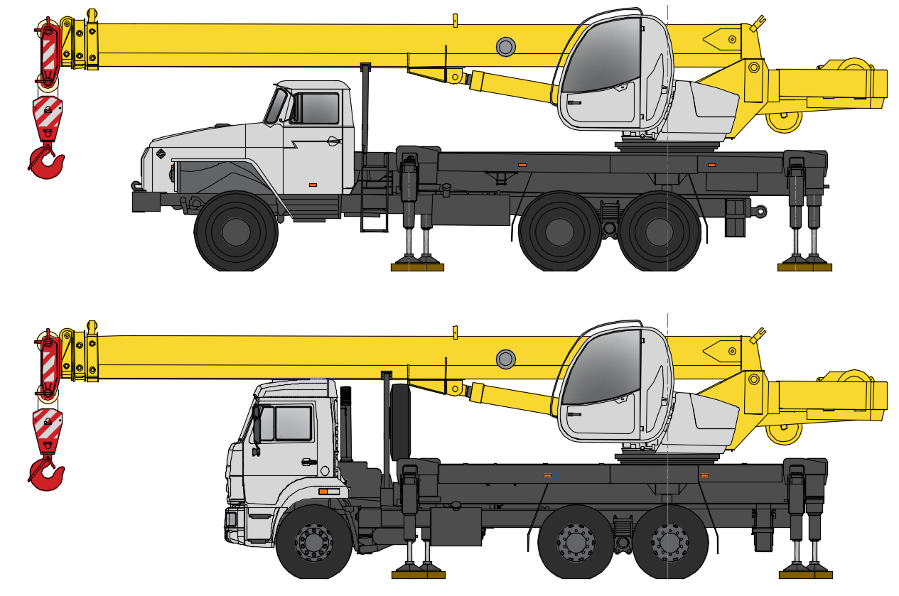 Чертеж Динамические блоки автомобильных кранов КС-45717-1Р и КС-45717К-1Р