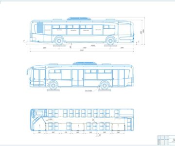 Чертеж Габаритный чертеж пригородного автобуса