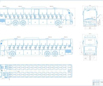 Чертеж Габаритный чертеж туристического автобуса C15L