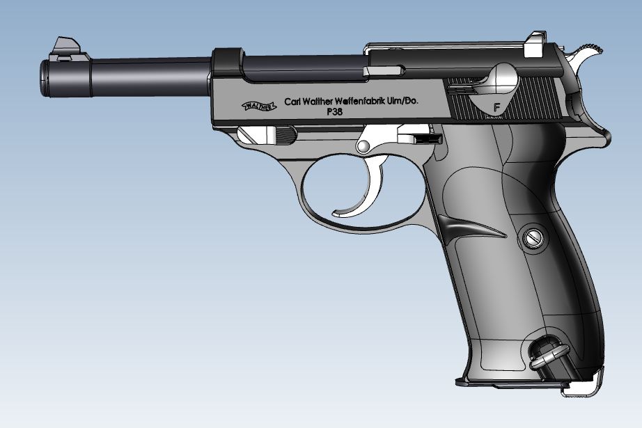 3D модель Немецкий пистолет Walther P38 9мм Para Bellum Luger