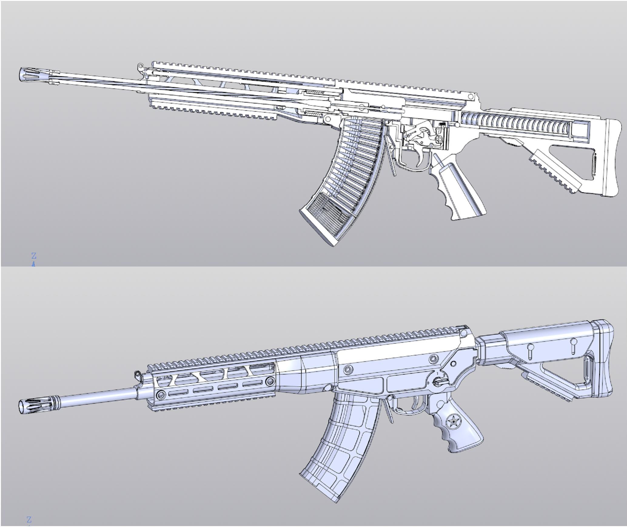 3D модель Современная штурмовая винтовка Norinco китайской армии калибра 5,8 мм