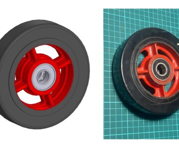 3D модель Колесо чугунное 150мм обрезиненное с подшипниками 6203