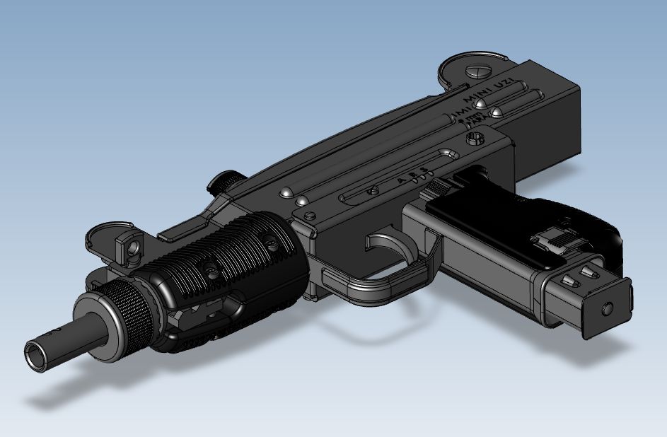 3D модель Пистолет-пулемет Uzi 9mm Para Bellum Luger