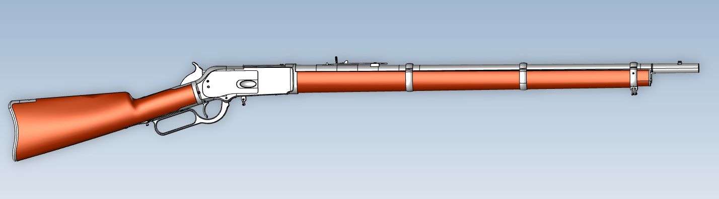 3D модель Мушкетная винтовка Winchester Lever Action Musket Rifle America 45 - 60