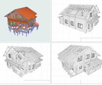 Чертеж Жилой дом из бревна 210 м2