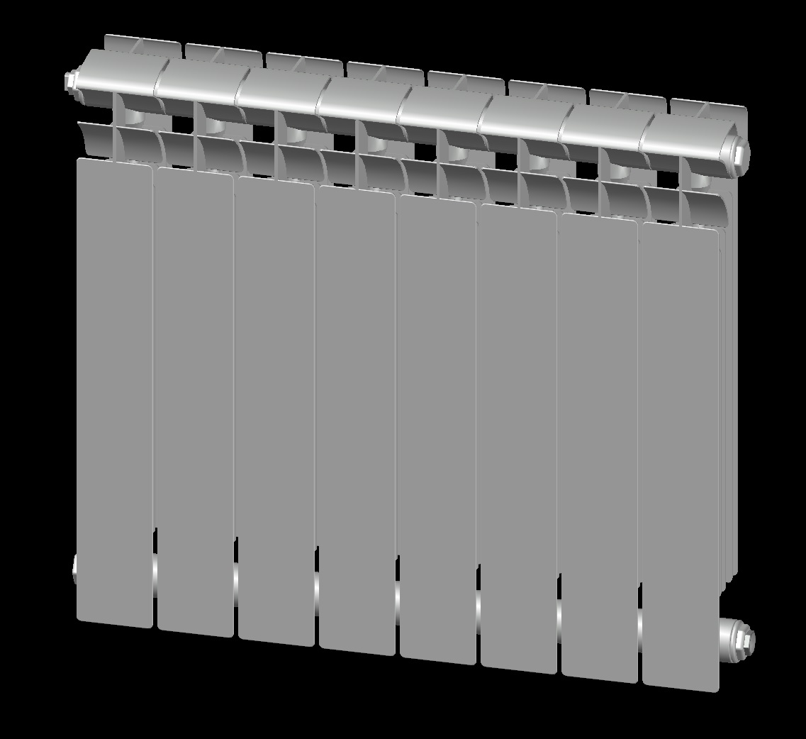 3D модель Алюминиевый или биметаллический секционный радиатор высотой 500мм
