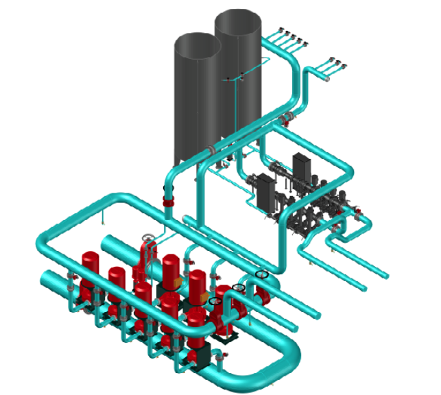 3D модель Технологическая часть насосной станции противопожарного водоснабжения