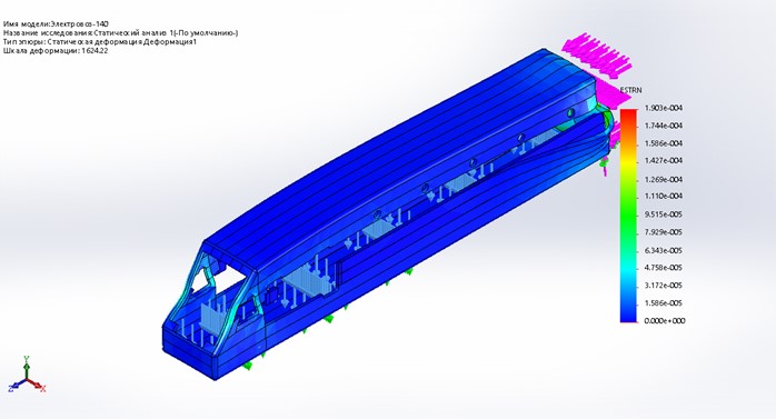 3D модель Статический анализ Электровоз-140