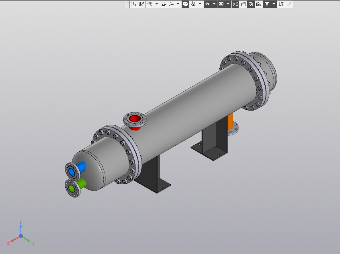 3D модель Параметрическая модель кожухотрубного теплообменника