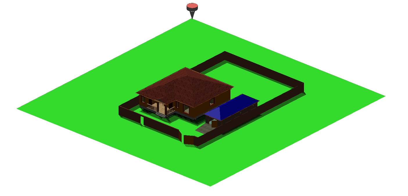 3D модель Дом с хозяйственной постройкой.