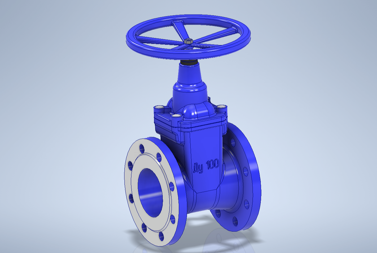 3D модель Задвижка клиновая Ду 100