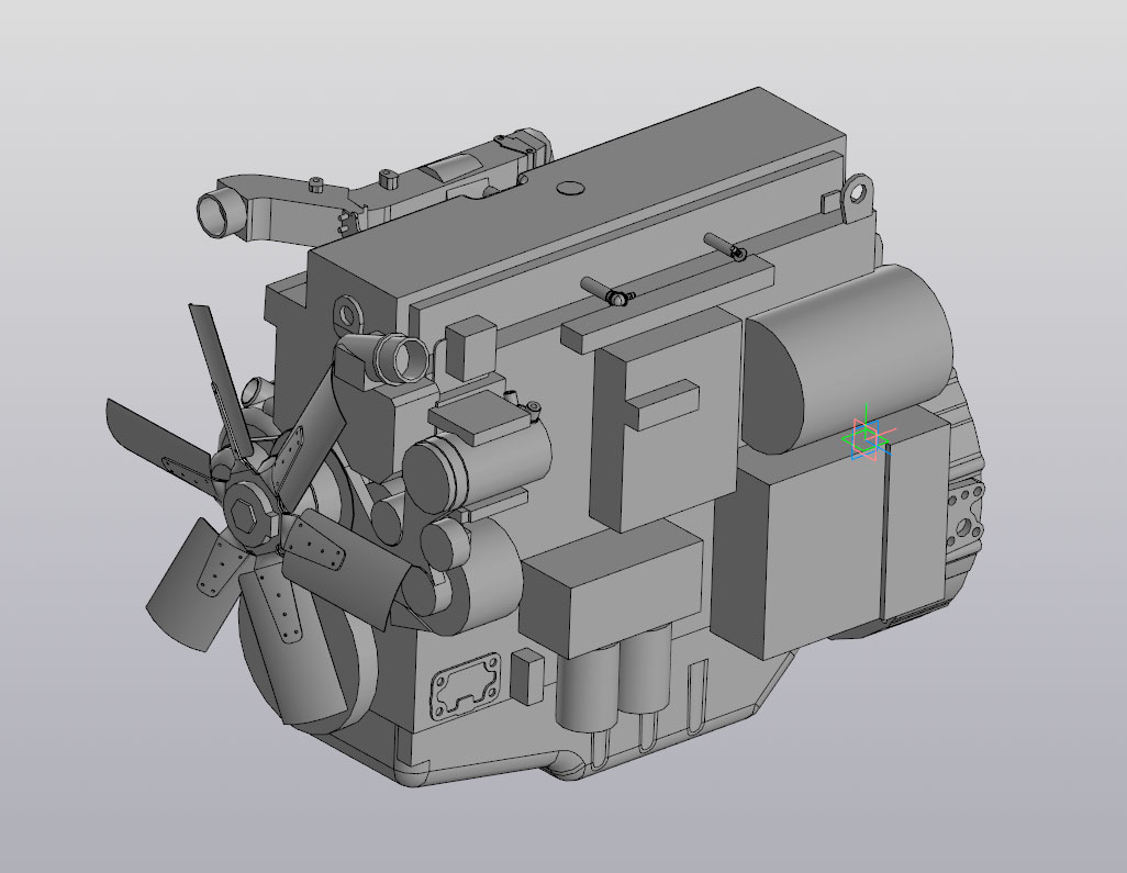 3D модель 3D модель двигателя ЯМЗ-536 твердотельная под его обвязку
