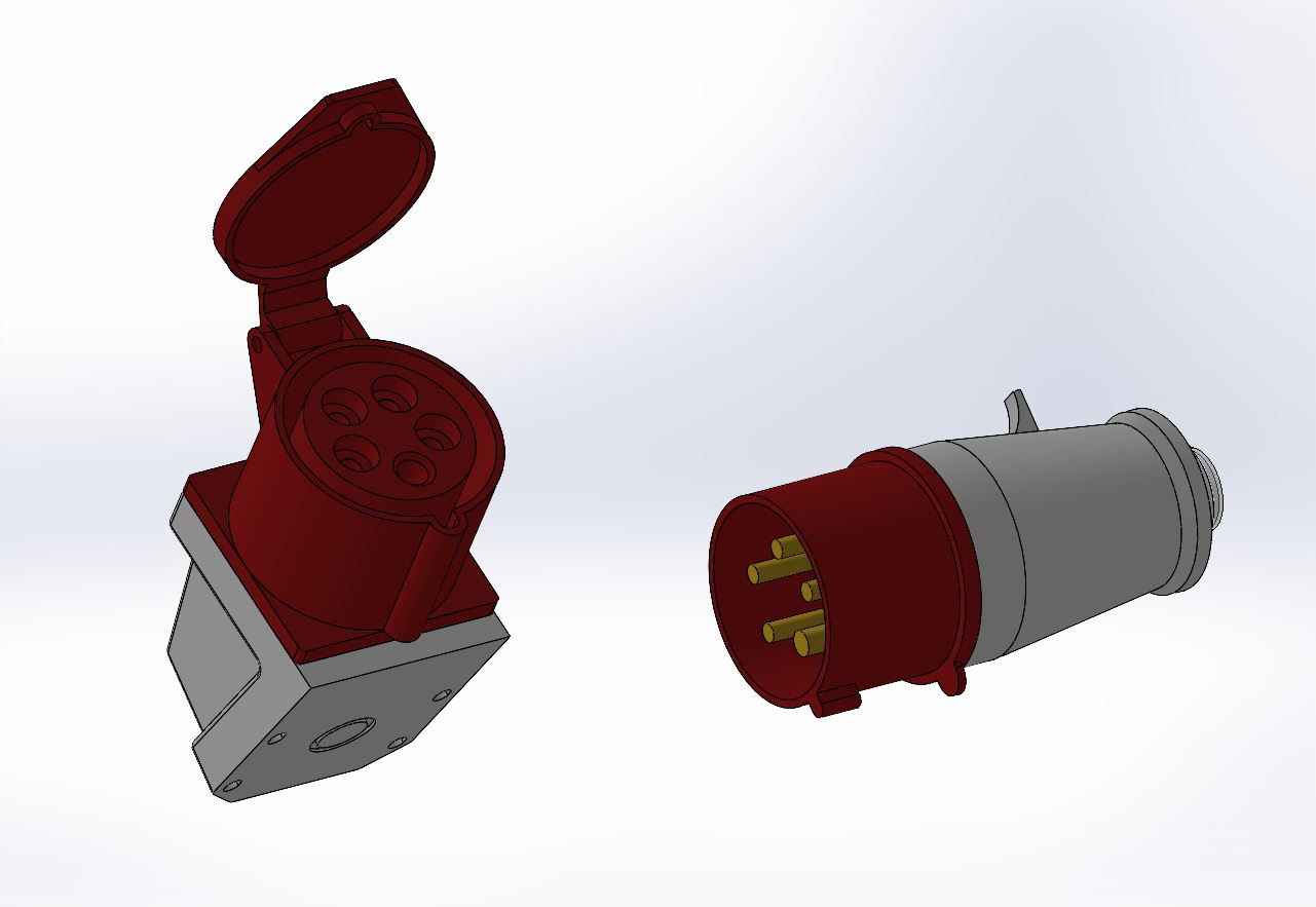 3D модель Розетка + вилка 3Р+РЕ+N 380V