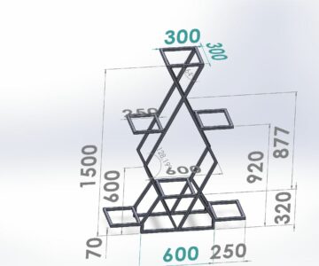 3D модель Подставка для цветов из металлического профиля 20*20мм