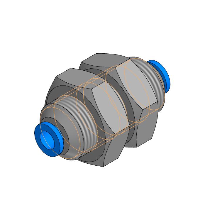 3D модель Фитинг прямой цанговый PM-4