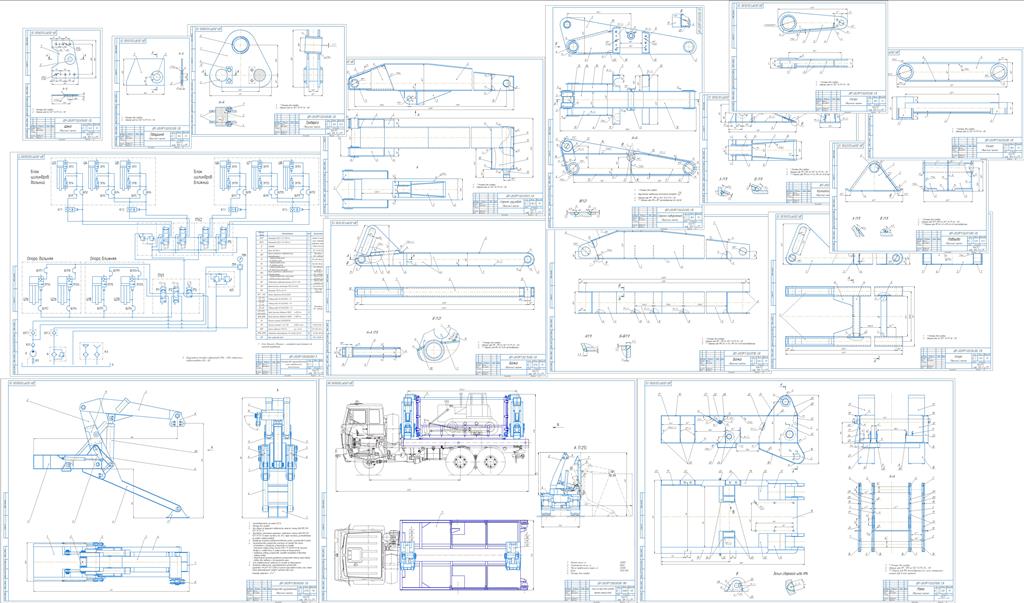 Чертеж Разработка погрузочного устройства на шасси МАЗ-630308 для перевозки дорожно-строительных машин.