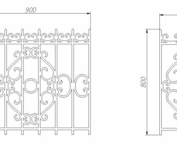Чертеж Элементы оградки L=900/500 H=800