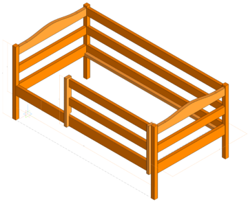3D модель Детская кровать 680х880х750 мм