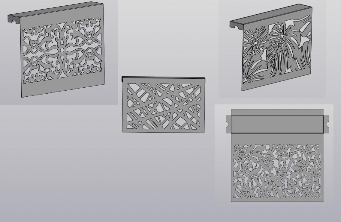 3D модель Подборка экранов для радиатора декоративный (панели на радиатор отопления) 900мм х 600мм х 150мм s 2мм