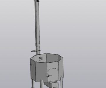 3D модель Печь для казана 80 литров, с зольником съемной трубой, и колосниками