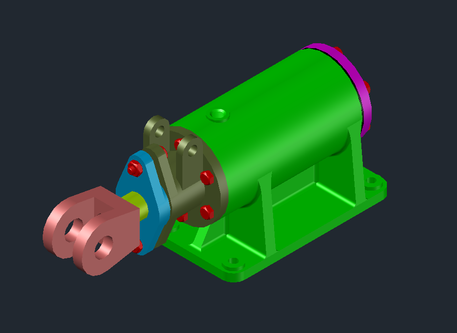 3D модель Цилиндр гидравлический МЧ00.26.00.00.СБ в AutoCAD