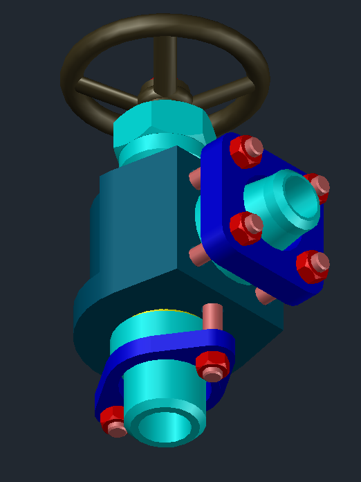 3D модель Вентиль запорный МЧ00.74 в AutoCAD