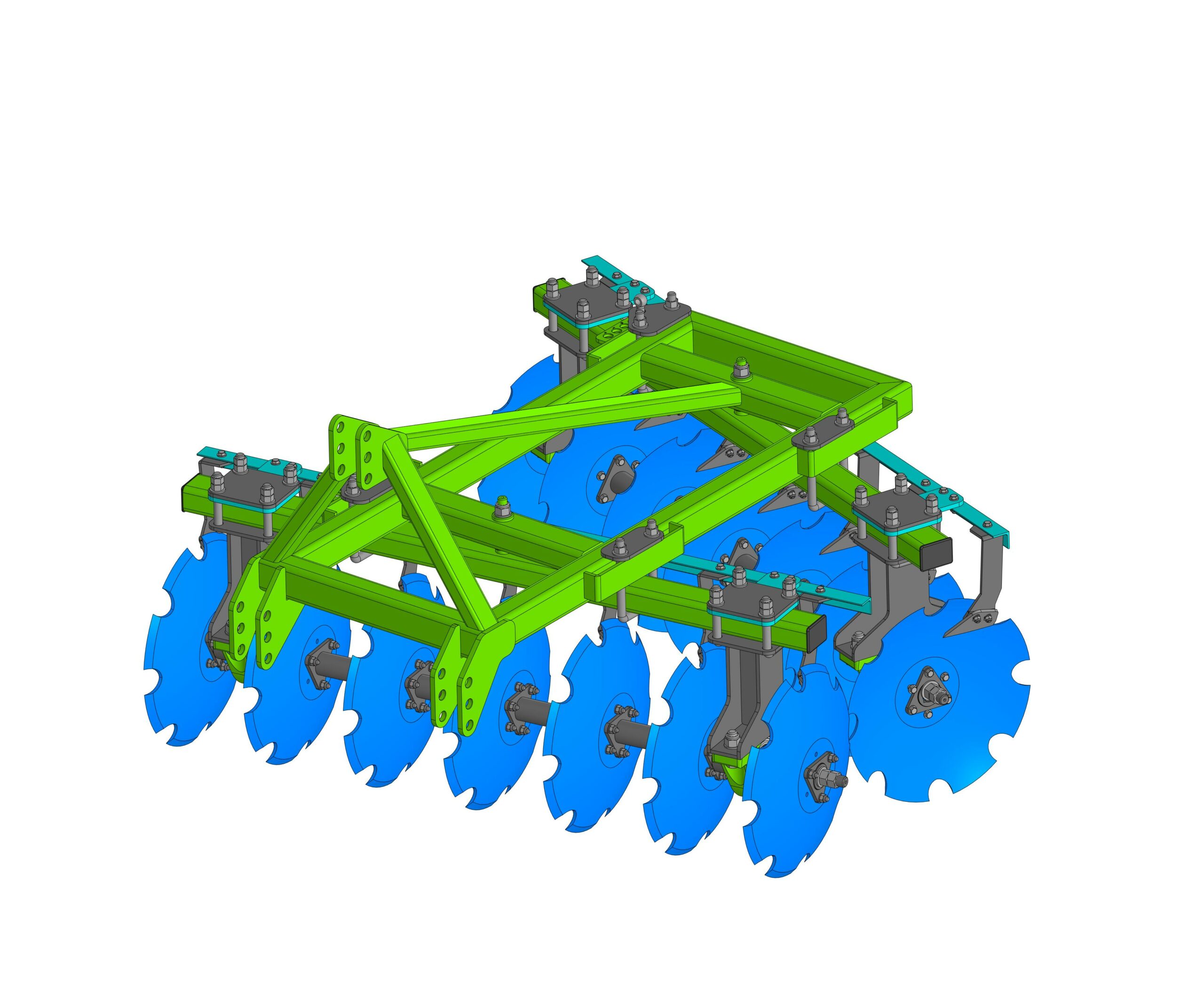 3D модель Борона дисковая на рабочих органах Lemken