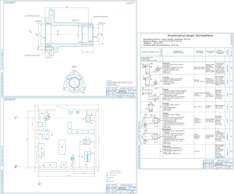 Чертеж Организация участка ремонта электрооборудования на предприятии восстановительного ремонта двигателей со сцеплением ЯМЗ-236 с разработкой технологического процесса восстановления корпуса привода генератора