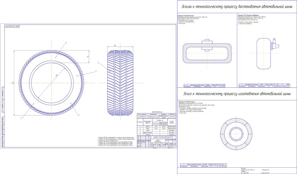 Чертеж Разработка технологического процесса ремонта и восстановления автомобильных шин