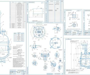 Чертеж Проектирование аппарата с мешалкой (Внутренний диаметр D 1200 мм)