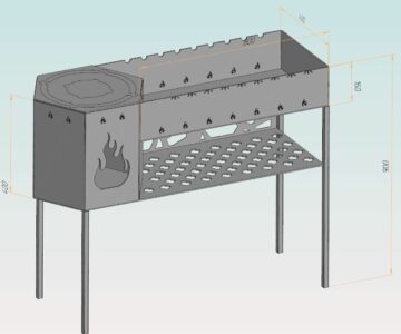 3D модель Мангал стационарный с печкой под казан