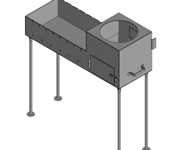 3D модель Мангал с печкой под казан 1003х350х170