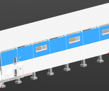 3D модель Модульная котельная для ангара типа ОРСК с АБК, с системой отопления водоснабжения и канализации.