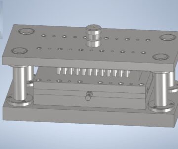 3D модель Конструкция матрицы и резака для полосы с отверстиями.