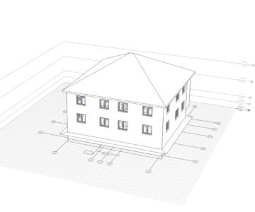 3D модель Двухэтажный жилой дом, раздел АР