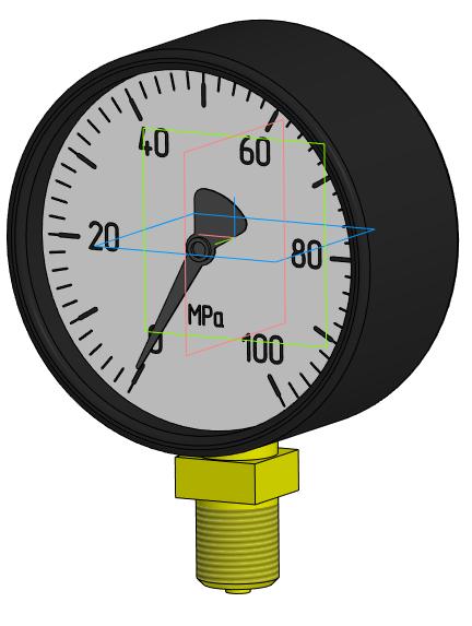 3D модель Манометр стрелочный МПЗ-УУ2 "МАНОТОМ" 100мм, 100 МПа