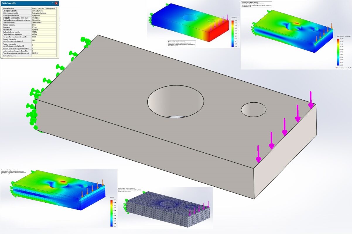 3D модель Анализ прочности пластины с отверстиями SolidWorks Simulation