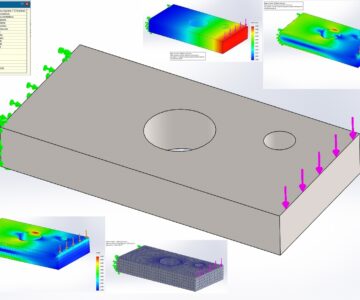 3D модель Анализ прочности пластины с отверстиями SolidWorks Simulation