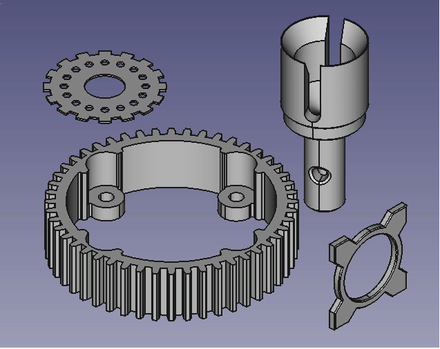 3D модель Шестерня и детали дифференциала радиоуправляемого багги Baja 5b
